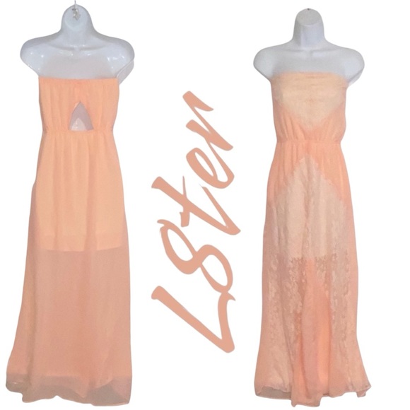 L8ter BOHO Lace Peach Maxi Dress - Women’s 4 - Picture 13 of 13